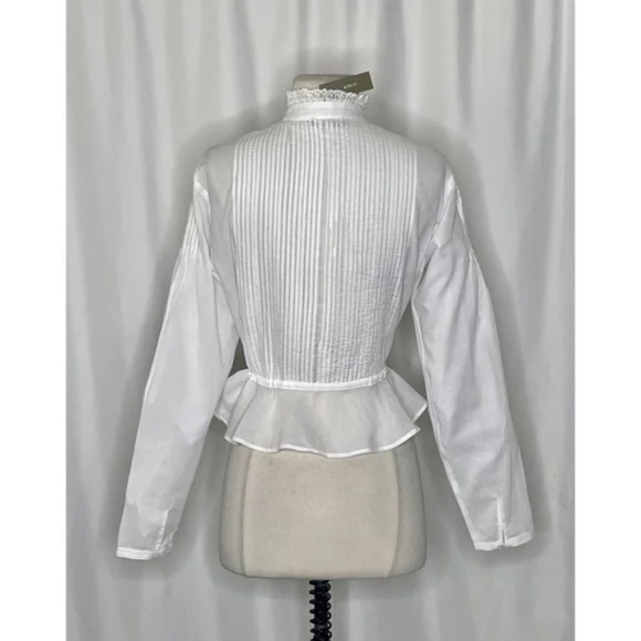 NWT!! J. CREW Lace Trim Cinched-Waist Cotton Voile White Top Blouse Medium - Picture 9 of 16